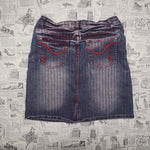 5/6  - Vintage Y2K Crest denim stripe blue/red 2000s skirt