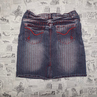 5/6  - Vintage Y2K Crest denim stripe blue/red 2000s skirt