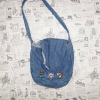 Vintage Y2K Denim embroider boot skull horse 1990s purse bag