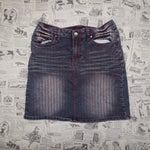 5/6  - Vintage Y2K Crest denim stripe blue/red 2000s skirt