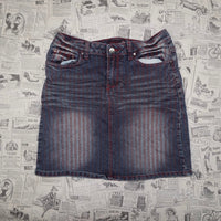 5/6  - Vintage Y2K Crest denim stripe blue/red 2000s skirt