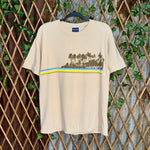 Vintage Y2K side out surf style stripe palm tree 00s t-shirt