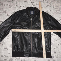 XL - Vintage Y2K route 66 leather zip up 2000s biker jacket