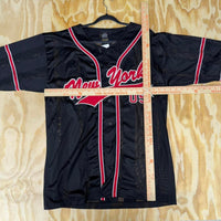 XL - Vintage y2k new york button up baseball jersey mesh t-shirt