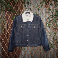 Small-Vintage Y2K Old Navy Sherpa lined denim trucker jacket