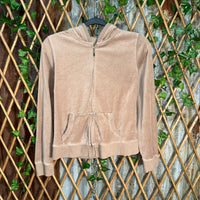 Vintage Y2K plush juicy velour style 2000s femme zip hoodie