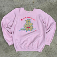 XL - Vintage 80s cute bear pink sweatshirt