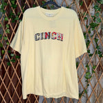 Vintage y2k cinch floral spellout 1990s/2000s creme t-shirt