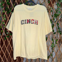 Vintage y2k cinch floral spellout 1990s/2000s creme t-shirt