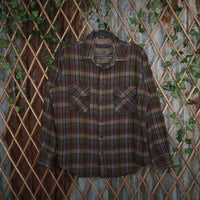 Large - Vintage Y2K Van Heusen plaid brown 1990s button up