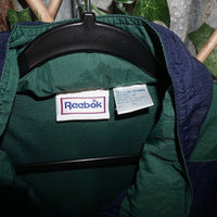 XL - Vintage Y2K Reebok green/navy essential 00s windbreaker