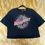 Vintage y2k bonjour french style crop top femme / womens tee