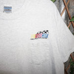 XL - Vintage Y2K NASCAR Heather Gray Embroidered Pocket tee