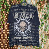 Vintage y2k united states army aop grunge skull 2000 t-shirt