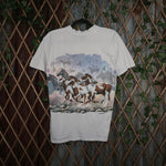 M - Vintage / Y2K 90'S Wrap around Tribal Horse Running  Tee