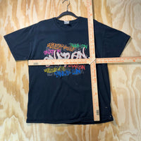 Vintage Y2K snap on graffiti spell out abstract 00s t-shirt