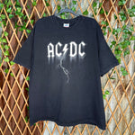 Vintage Y2K ACDC black rock band lightning faded 00s t-shirt
