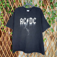 Vintage Y2K ACDC black rock band lightning faded 00s t-shirt