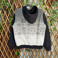 Vintage Y2K hybrid 2000s grunge skull plaid zip up hoodie