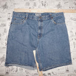 42 - Vintage y2k route 66 denim 00s summer jean shorts jorts