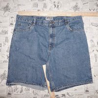 42 - Vintage y2k route 66 denim 00s summer jean shorts jorts