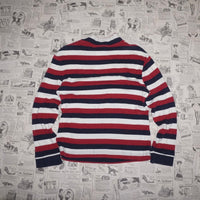 Small - Vintage Y2K striped Mickey Mouse quarter zip t-shirt