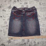 5/6  - Vintage Y2K Crest denim stripe blue/red 2000s skirt