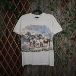 M - Vintage / Y2K 90'S Wrap around Tribal Horse Running  Tee