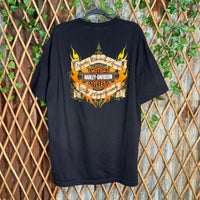 Vintage Y2K Harley Davidson motorcycle 2000s flame t-shirt