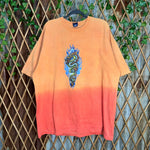 Vintage Y2K flame dragon surfboard tie-dye 00s skate t-shirt