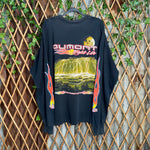 Vintage Y2K Dumont nightlife flame sleeve hit 2000s t-shirt