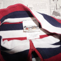 Small - Vintage Y2K striped Mickey Mouse quarter zip t-shirt