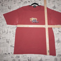 Large -Vintage Y2K route 66 authentic Jeans 00s clay red tee