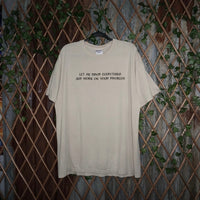 XL- Vintage Y2K funny quote 2000s era comedy beige t-shirt