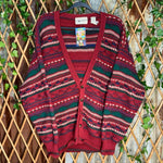 Vintage 90s coogi style J.T beckett 3D knit cardigan sweater