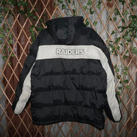 Large - Vintage Y2K Oakland Raiders 00s zip up puffer jacket