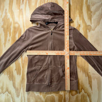 Vintage Y2K plush juicy velour style 2000s femme zip hoodie