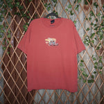 Large -Vintage Y2K route 66 authentic Jeans 00s clay red tee