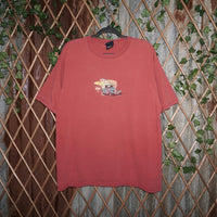 Large -Vintage Y2K route 66 authentic Jeans 00s clay red tee