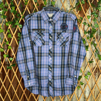 Vintage y2k point zero grunge raw 2000s plaid flannel  shirt