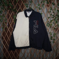 Large - Vintage Y2K Fila embroider 2tone zip up windbreaker