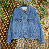 Vintage Y2K denim trucker jacket 1990s flag eagle 90s jacket