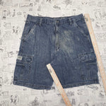 36 - Vintage Y2K Wrangler denim shorts carpenter fade jorts