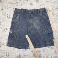 36 - Vintage Y2K Wrangler denim shorts carpenter fade jorts