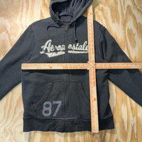 Vintage Y2K Aeropostale Raw hem zip up 00s embroider hoodie