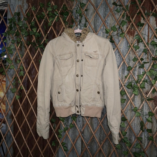 Small - Vintage / Y2K Hollister military bomber 00s fur lined jacket