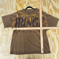 XL - Vintage y2k fringe grunge jumbo print 2000s brown t-shirt