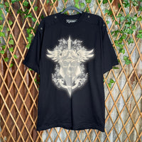 Vintage Y2K avirex rhinestone skull wings 00s grunge t-shirt