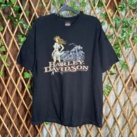 Vintage Y2K Harley Davidson biker 2000s pinup girl t-shirt