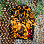 Vintage Y2K Bruce Lee flame fire dragon aop 2000s t-shirt